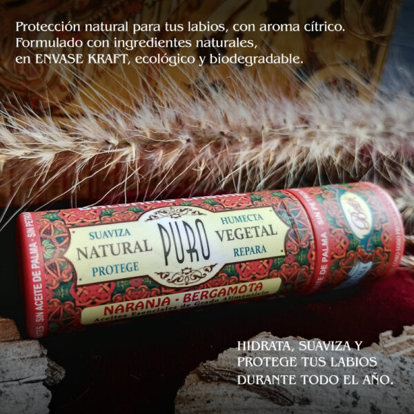 Nuevo Bálsamo Labial Naranja Bergamota Almendras Rosa Mosqueta Kraft - Imagen 3
