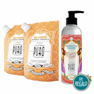 Combo Bio Champú Caléndula y Manzanilla: 2 Sachets + Envase Refill de Regalo