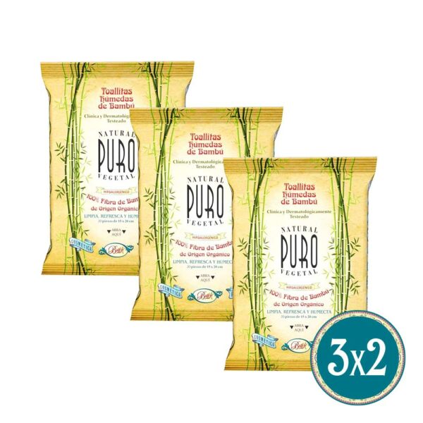 3x2 Toallitas Húmedas de Bambú Pocket